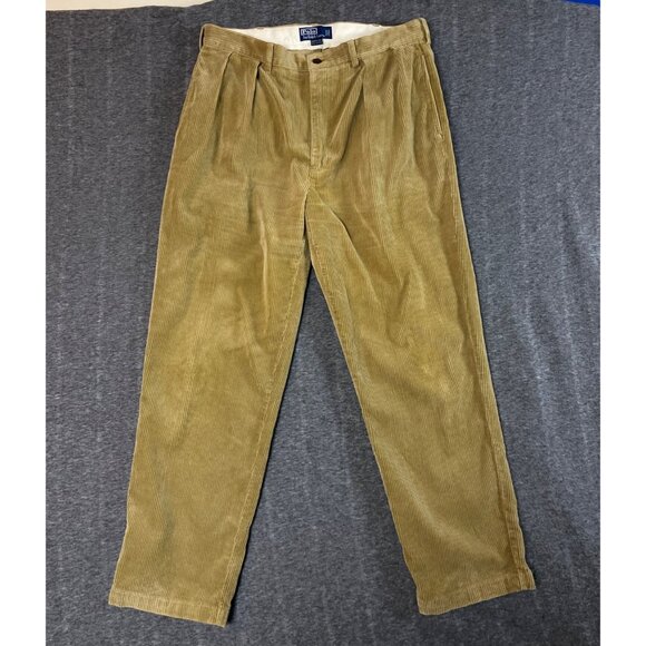 Polo By Ralph Lauren Other - VTG Polo Ralph Lauren Men's Two-Pleated Corduroy‎ Pants 36x32 Tan Andrew Cotton